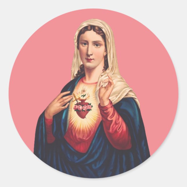 Immaculate Heart of Virgin Mary Classic Round Sticker (Front)