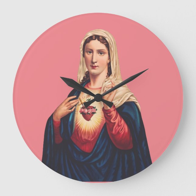 Immaculate Heart of Virgin Mary Large Clock (Front)
