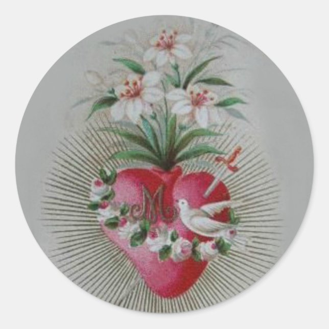 Immaculate Sorrowful  Heart of Virgin Mary Classic Round Sticker (Front)