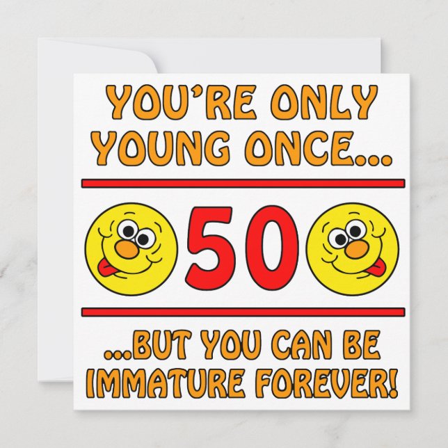 Immature 50th Birthday Gag Gifts Card (Front)