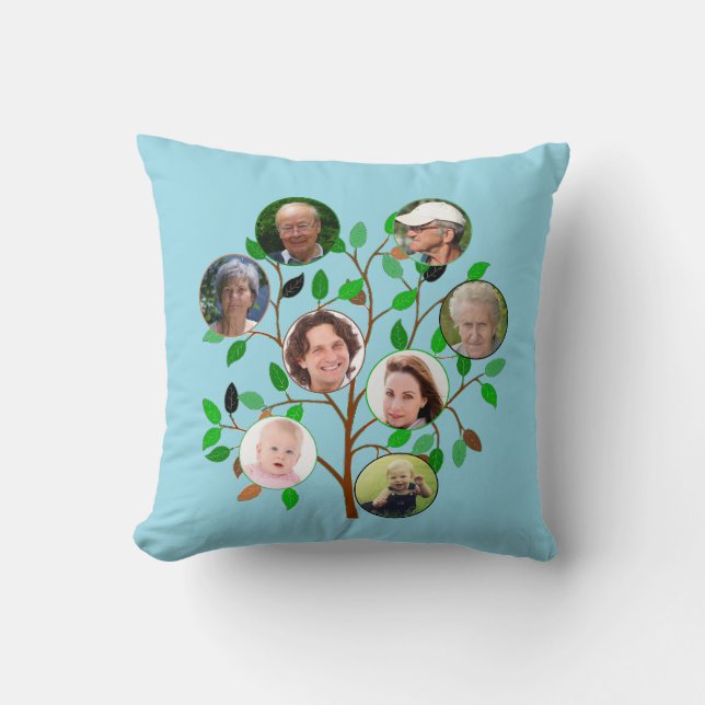 Immediate Family Tree Custom Photo  Throw Pillow (Front)