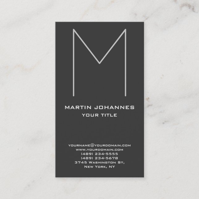 Immense Monogramme Carte de visite gris chic verti (Devant)