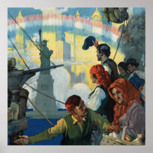 Immigrants and The Statue of Liberty Artwork Poster