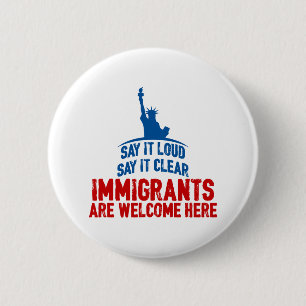Immigrants Welcome Round Button