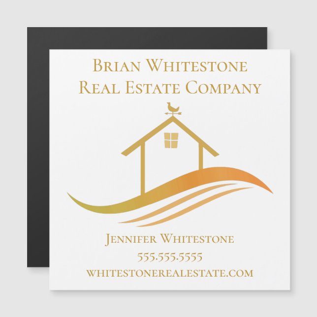Immobilier Société Gold House Realtor Magnet Card (Devant / Derrière)