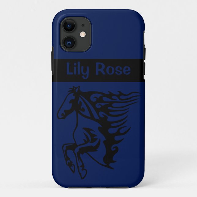 Impact Blue Pony Horse Stallion Bronco Line Art Case-Mate iPhone Case (Back)