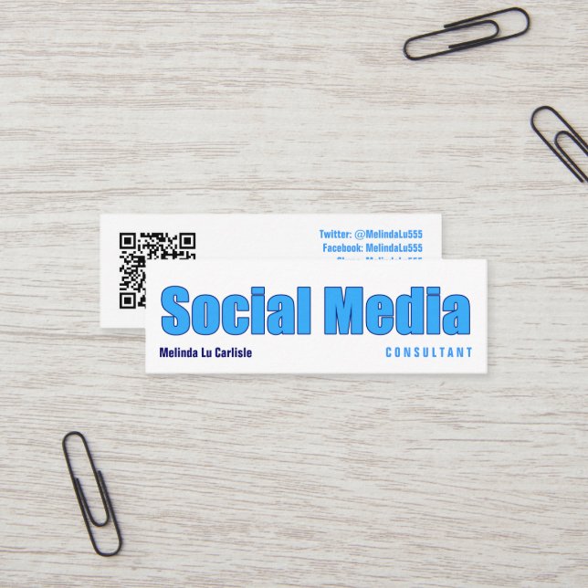 Impact Social Media Consultant w/ QR Code Mini Business Card (Front/Back In Situ)