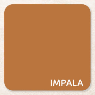 Impala brown colour name square paper coaster