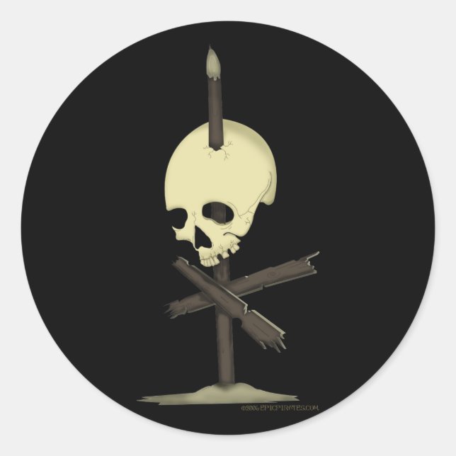 Impaled Skull Classic Round Sticker (Front)