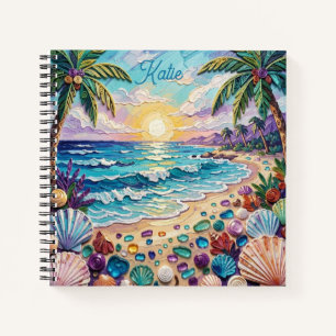 Impasto Beach and Sea Glass Sunset and Sunrise Notebook