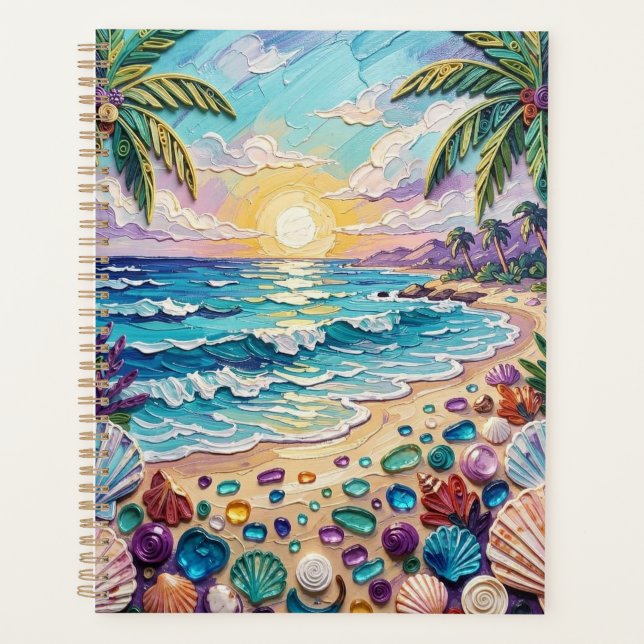 Impasto Beach and Sea Glass Sunset and Sunrise Planner (Front)