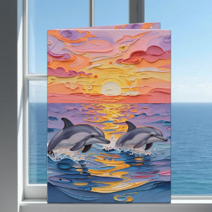 Impasto Dolphins & Ocean Waves Thinking of You Card