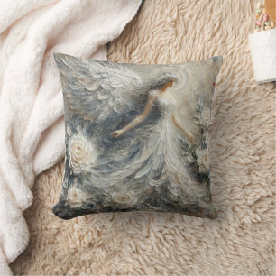 Impasto Faux Relief Angel Art Jeter Oreiller