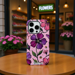 Impasto Flowers on a Pink Backdrop iPhone 16 Pro Case