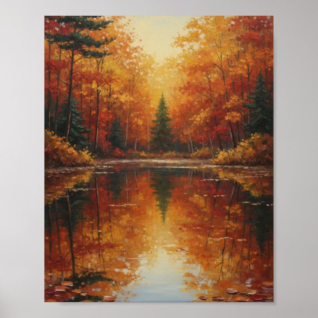 Impasto Forest Lake Landscape Poster (Front)