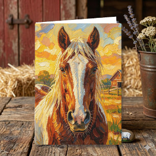 Impasto Horse on a Farm   Card