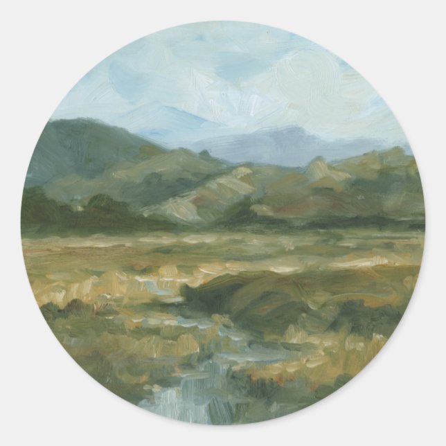 Impasto Landscape III Classic Round Sticker (Front)