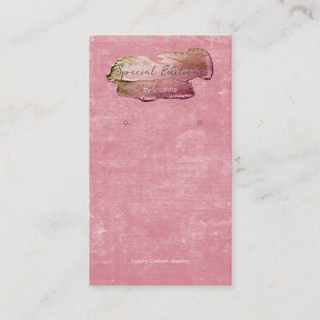 Impasto Paint Logo Pink Velvet Earring Display Business Card (Front)