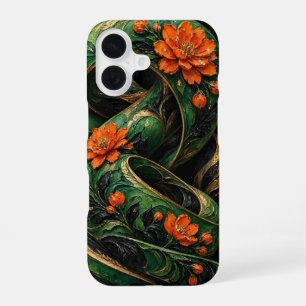 Impasto Spiral Flowers Painting, Twisted Ribbon iPhone 16 Case