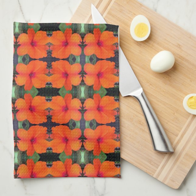 Impatiens Flower Pattern Kitchen Towel (Quarter Fold)