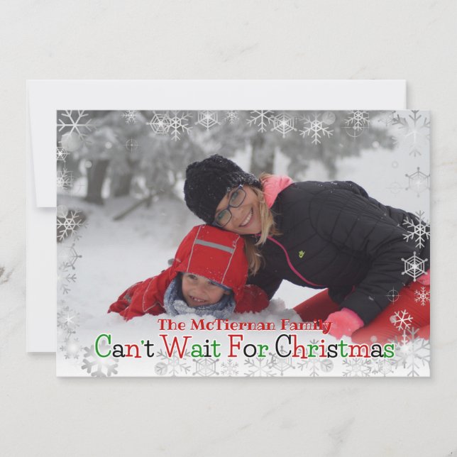 Impatient de Noël - Carte Photo à Flocon de Neige (Devant)