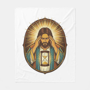 Impatient Jesus Loading Hourglass Slow Internet Te Fleece Blanket