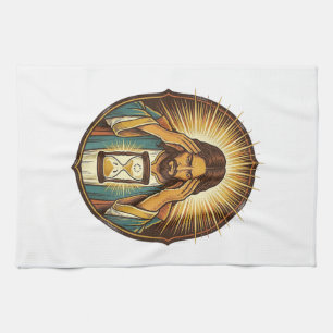 Impatient Jesus Loading Hourglass Slow Internet Te Kitchen Towel