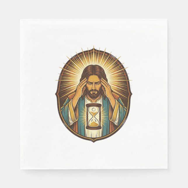 Impatient Jesus Loading Hourglass Slow Internet Te Napkin (Front)