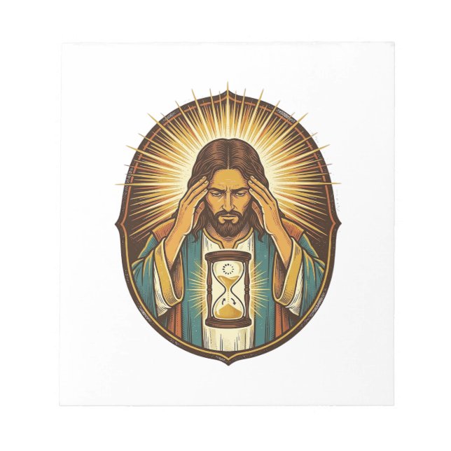 Impatient Jesus Loading Hourglass Slow Internet Te Notepad (Front)