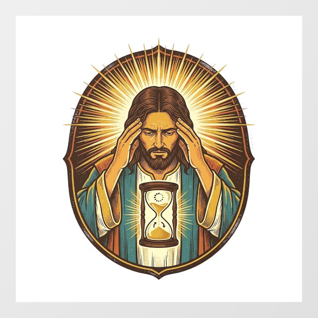 Impatient Jesus Loading Hourglass Slow Internet Te Window Cling (Sheet)