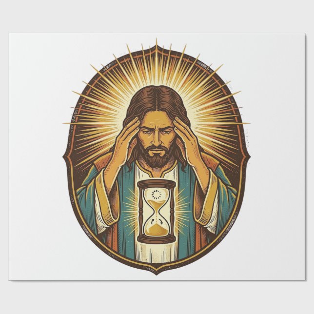 Impatient Jesus Loading Hourglass Slow Internet Te Wrapping Paper (Flat)