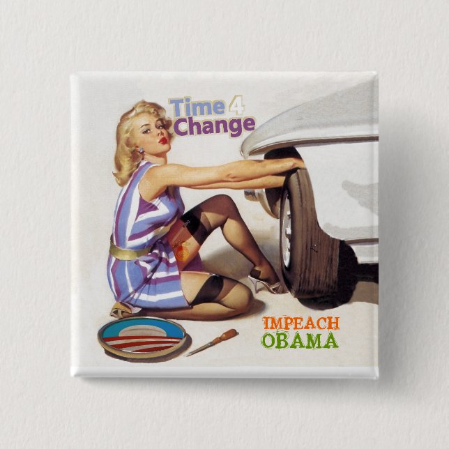 Impeach Obama 2 Inch Square Button (Front)