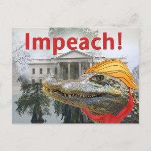 Impeach! White House   swamp Trump alligator Postcard