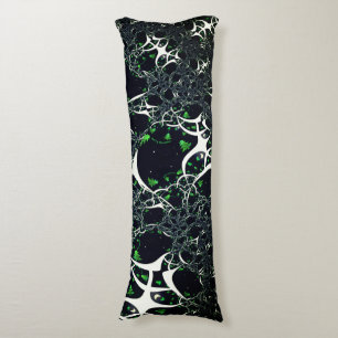 Imperfect white fractal on black space, knitted body pillow