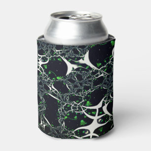 Imperfect white fractal on black space, knitted can cooler