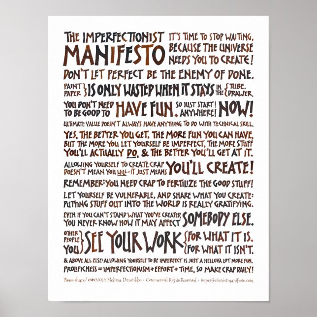 Imperfectionist Manifesto Poster - Walnut Ink (Front)
