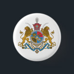 Imperial Coat of Arms of Iran (1925-1979) 1 Inch Round Button<br><div class="desc">Imperial Coat of Arms of Iran under the Pahlavi Dynasty, used from 1925 to 1979. The shield is composed of the Lion and the Sun symbol in first quarter, the Faravahar in the second quarter, the curved blade of a Sassanid shamshir sword in the third quarter and the Simurgh in...</div>