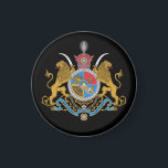 Imperial Coat of Arms of Iran (1925-1979) Magnet<br><div class="desc">Imperial Coat of Arms of Iran under the Pahlavi Dynasty, used from 1925 to 1979. The shield is composed of the Lion and the Sun symbol in first quarter, the Faravahar in the second quarter, the curved blade of a Sassanid shamshir sword in the third quarter and the Simurgh in...</div>