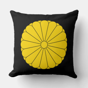 Imperial flag Japan symbol emperor flower yellow c Throw Pillow
