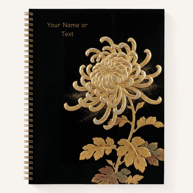 Imperial Gold: The Maki-e Style Chrysanthemum Notebook (Front)