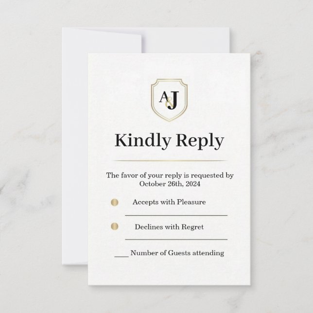 Imperial Luxe RSVP Card – Monogram Reply (Front)