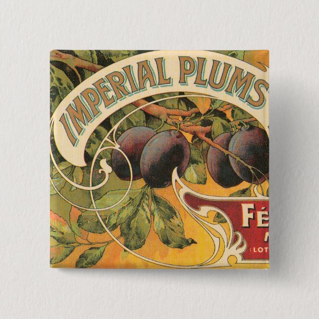 Imperial Plums 2 Inch Square Button (Front)