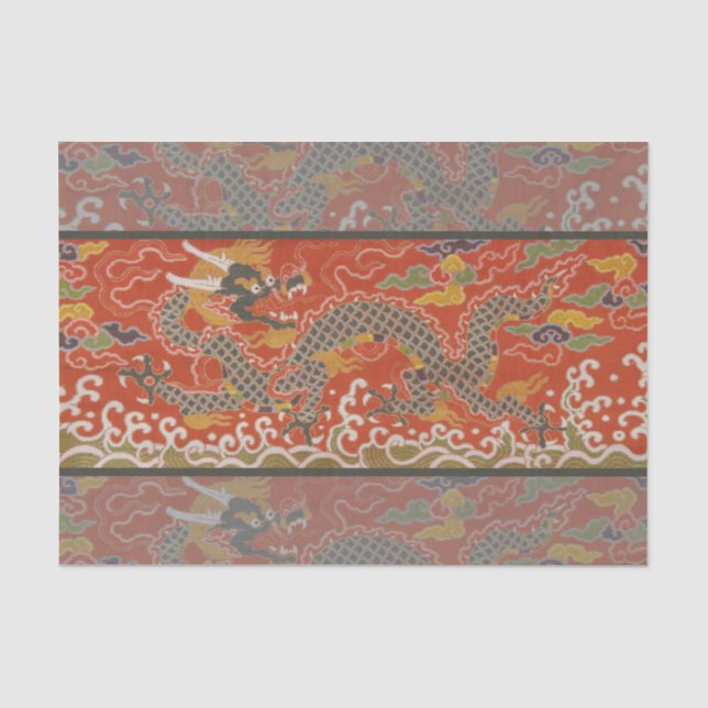 Imperial Red & Black Dragon Silk Pattern Tissue Paper (Front)