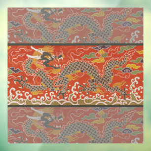 Imperial Red & Black Dragon Silk Pattern Window Cling