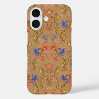 Imperial Red & Gold Interlocking Floral Silk Art