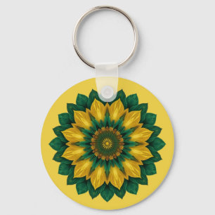 Imperial Solar Flower Mandala Luxury Keychain
