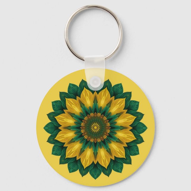 Imperial Solar Flower Mandala Luxury Keychain (Front)