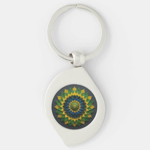 Imperial Solar Leaf Mandala Luxury Keychain - Emer