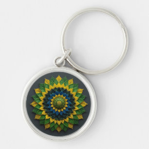 Imperial Solar Leaf Mandala Luxury Keychain - Emer