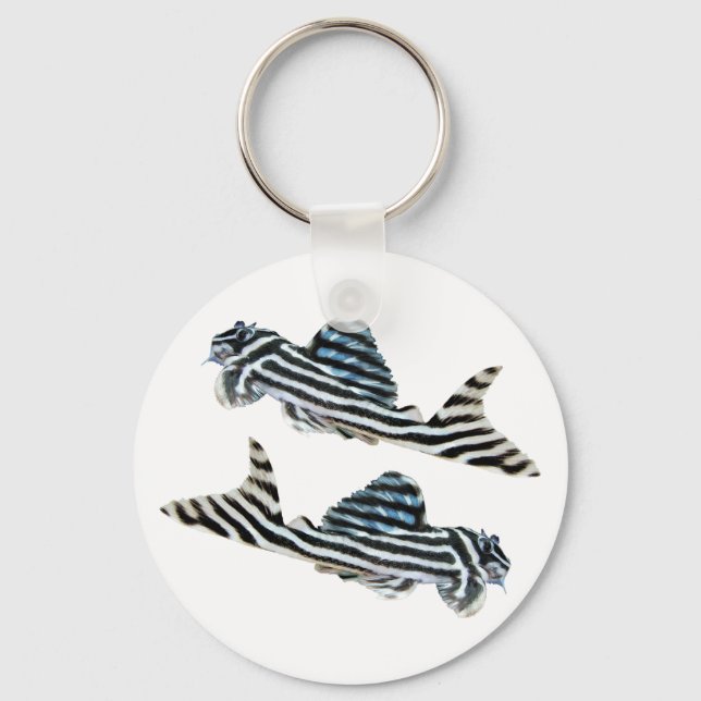 Imperial Zebra Pleco Keychain (Front)